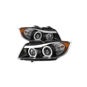 Fit 2006-2008 BMW E90 3-Series 4Door Black Halo LED Projector Eye LId Headlights